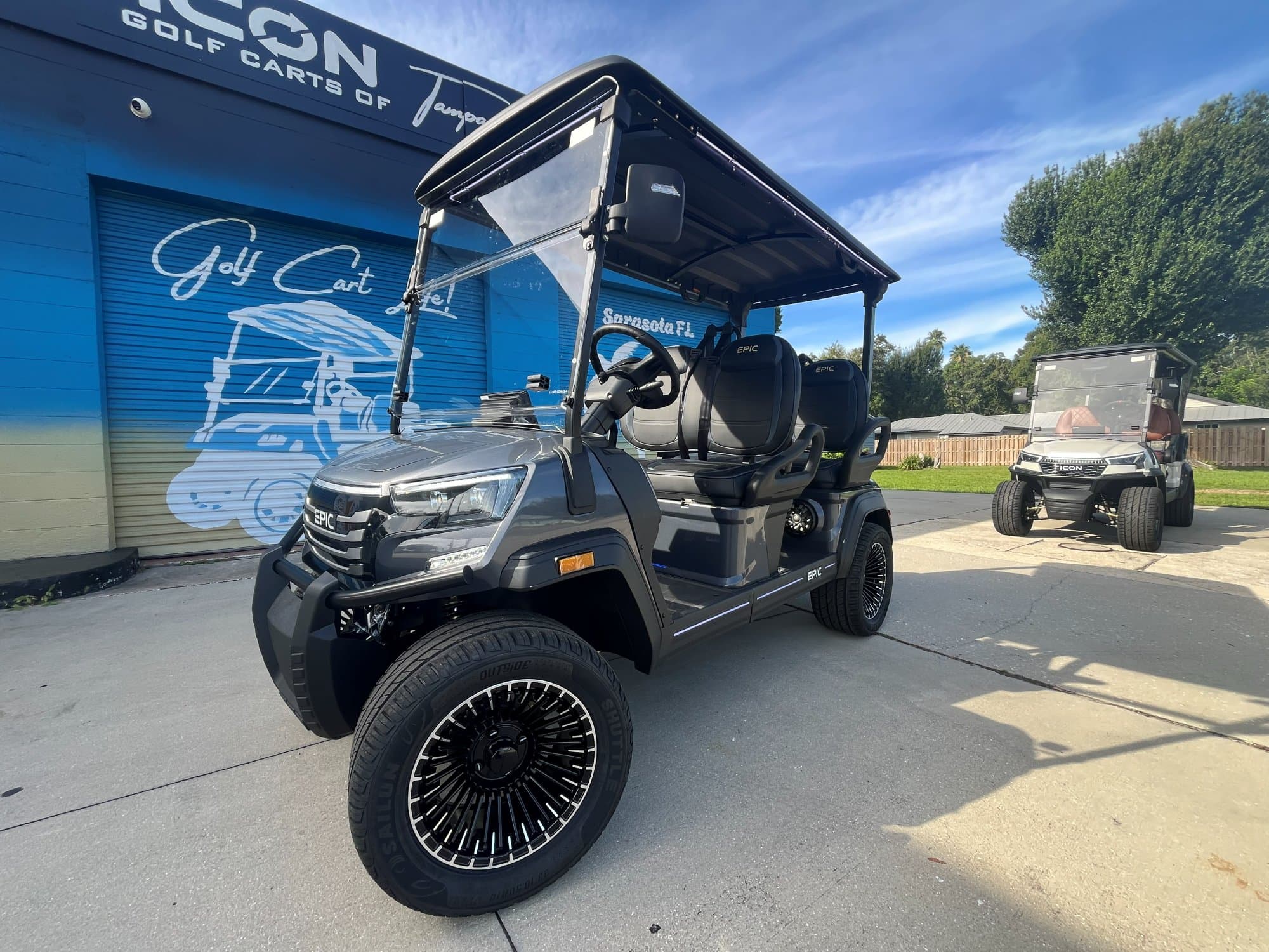 2026 EPIC E40FX golf cart in Metallic Charcoal, photo 1 of 12 (stock IGC-1091)