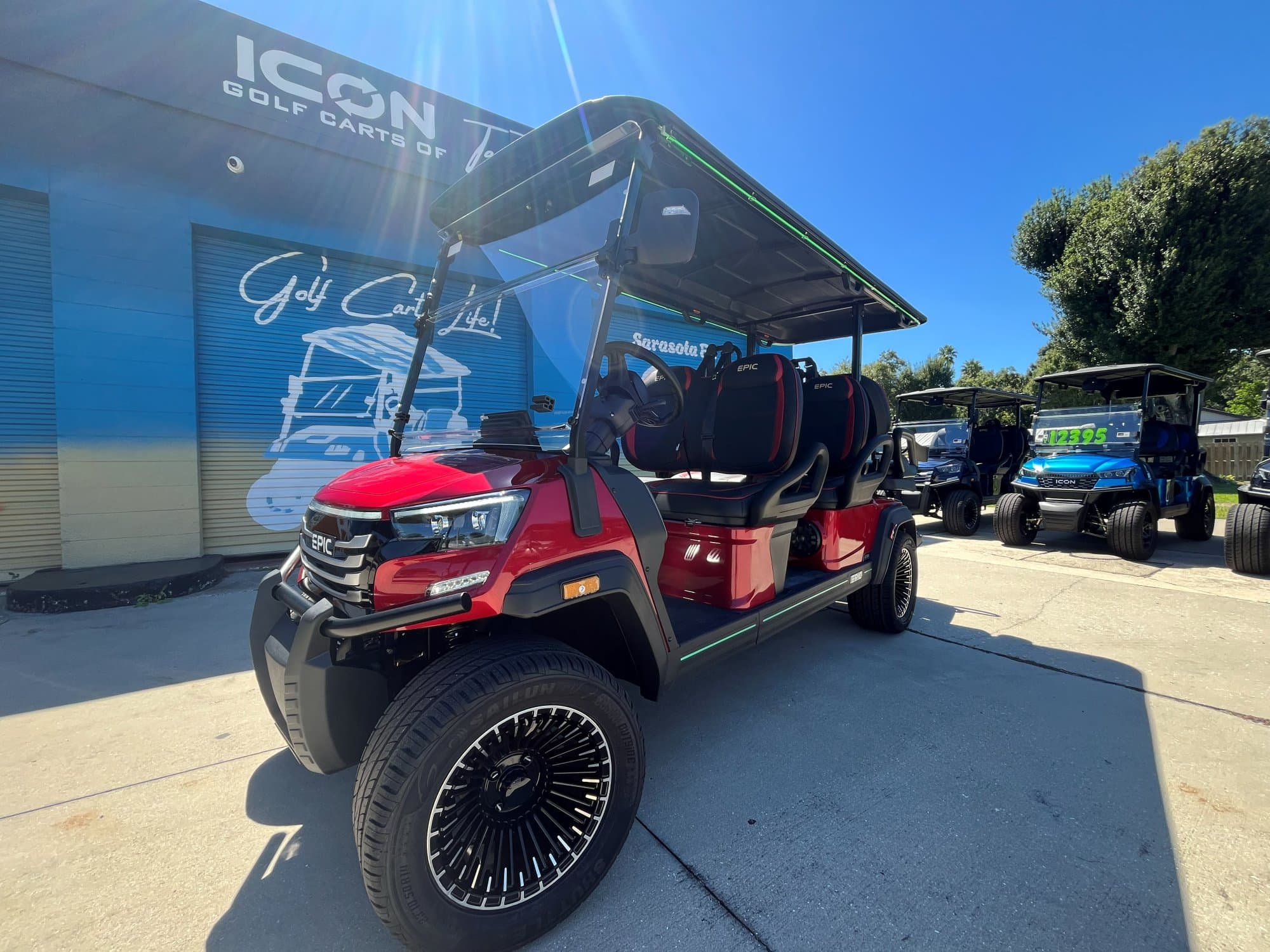 2026 EPIC E60FX golf cart in Metallic Cherry, photo 1 of 13 (stock IGC-1092)