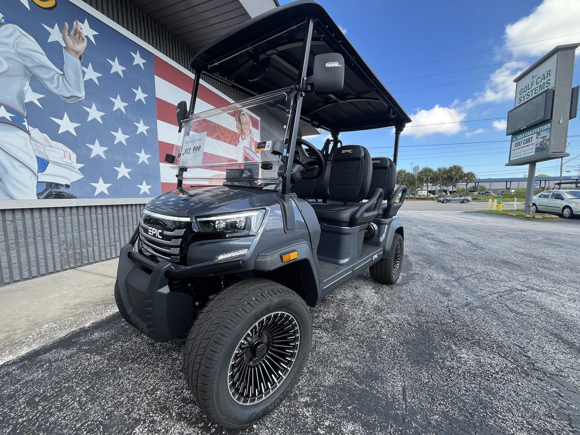 2026 EPIC E40FX golf cart in Metallic Charcoal, photo 1 of 11 (stock IGC-1039)