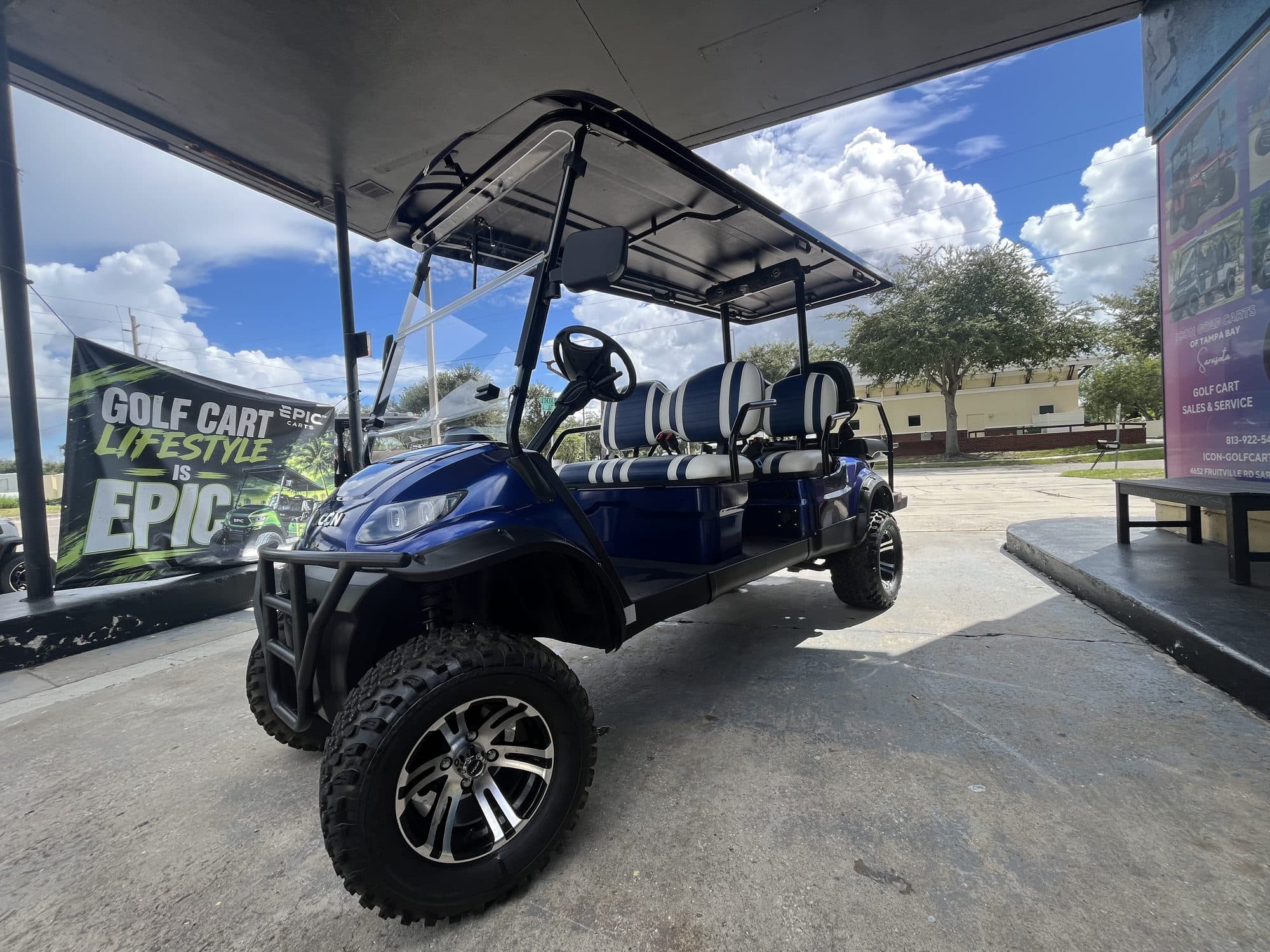 ICON i60L golf cart in Blue, photo 1 of 12 (stock IGC-1085)
