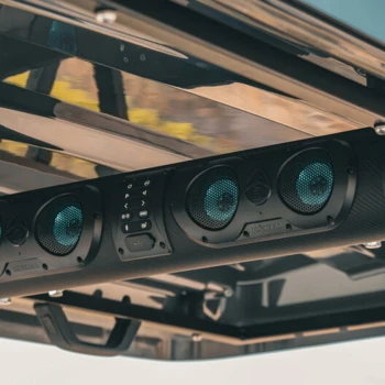 Roof-mounted Bluetooth sound bar – Epic E40 entertainment system for ICON carts in Florida