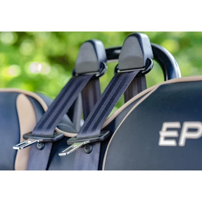 Epic E40FX rear passenger seat with 3-point seat belts – Florida-compliant golf cart safety feature