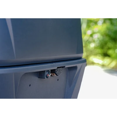 Tow hitch and charge port beneath rear trunk – Epic E40FX electric cart for residential and commercial towing needs
