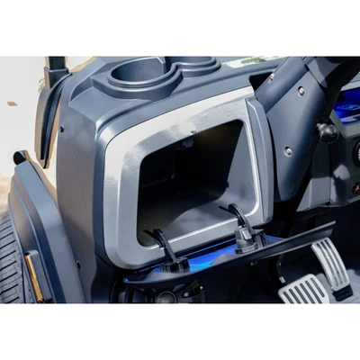 Passenger-side locking glove box in Epic E40FX – ICON electric golf cart with storage for residential or commercial use